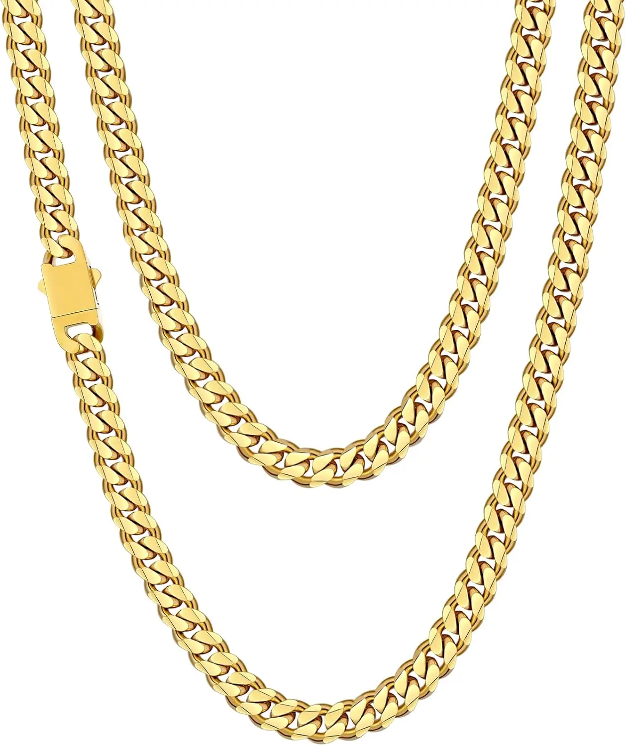 

Мужские цепочки Fiusem Cuban Link 3,5 мм, серебристого/черного цвета/покрытые 14-каратным золотом, из нержавеющей стали, длина 16, 18 дюймов.