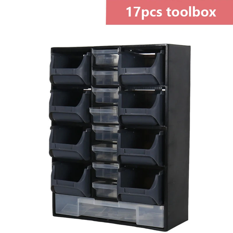 

17Pcs Wall-Mounted Multi-Grid Drawer Toolbox With Combined Building Blocks For Screw Storage And Component Organization