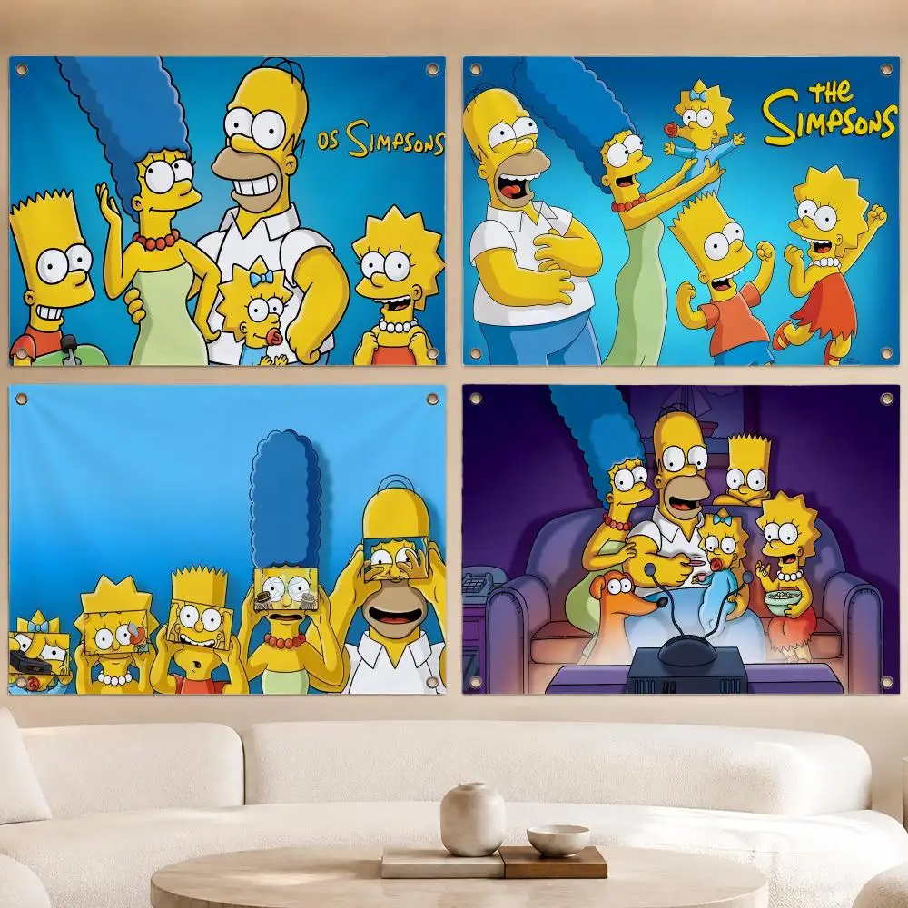 Cartoon The Simpsons Flags decor flag banner,wall hanging flag,indoor outdoor wall decor,yard garden porch patio
