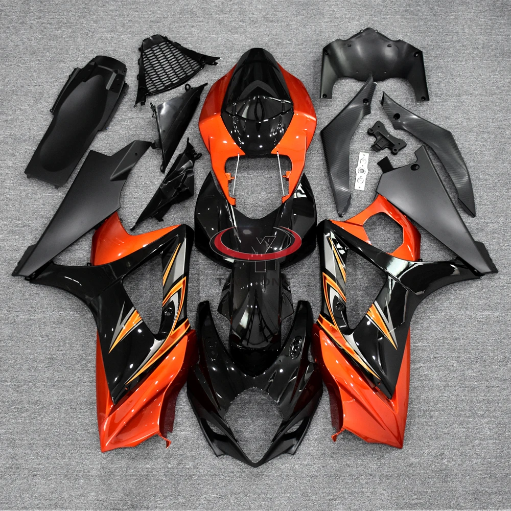 For GSXR1000 K7 2007-2008 Fit GSX R 1000 Bodywork Cowling Bright orange black print Injection Motorcycle Full Fairing Kit