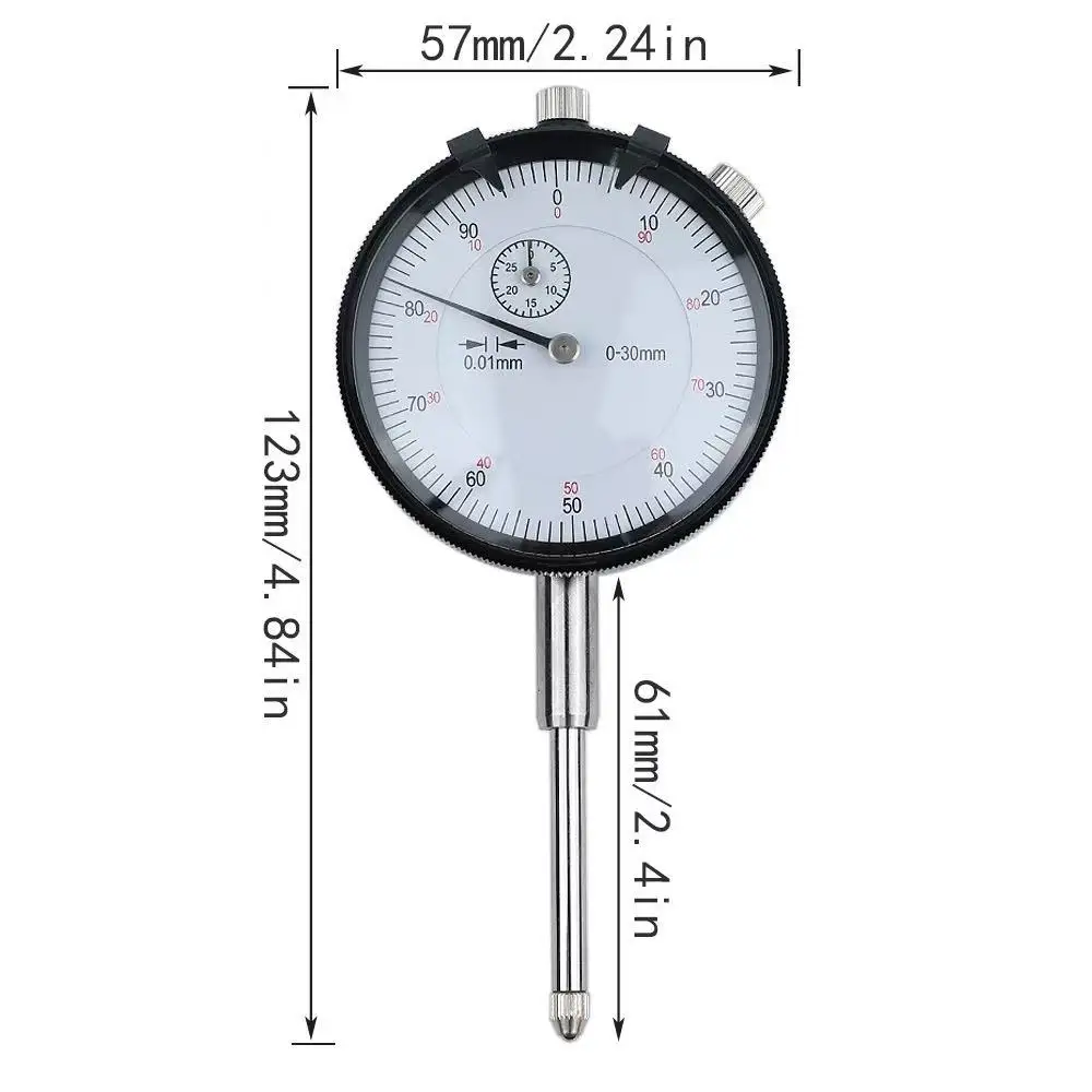High Precision 0-30mm 0.01mm Industrial Grade Pointer Dial Indicator Precision Mechanical Test Indicator for Machine Alignment