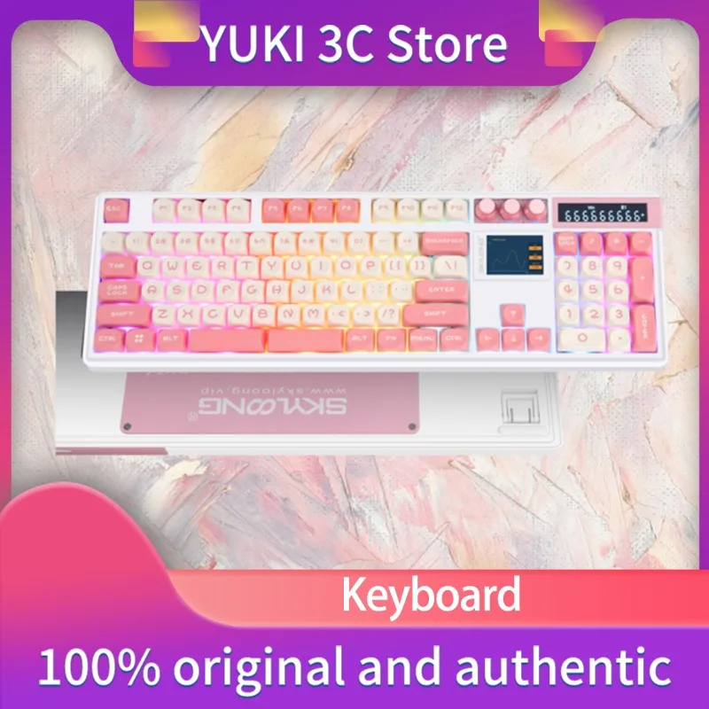 Skyloong Gk104pro Wireless Tri-mode Membrane Keyboard Screen Custom Keycap Lower Light Gasket Structure Macro Game Gift