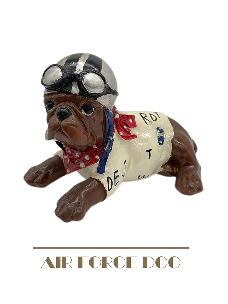 Colorful Air Force Prone Dog cute resin statue arts and crafts decorations Creative gifts