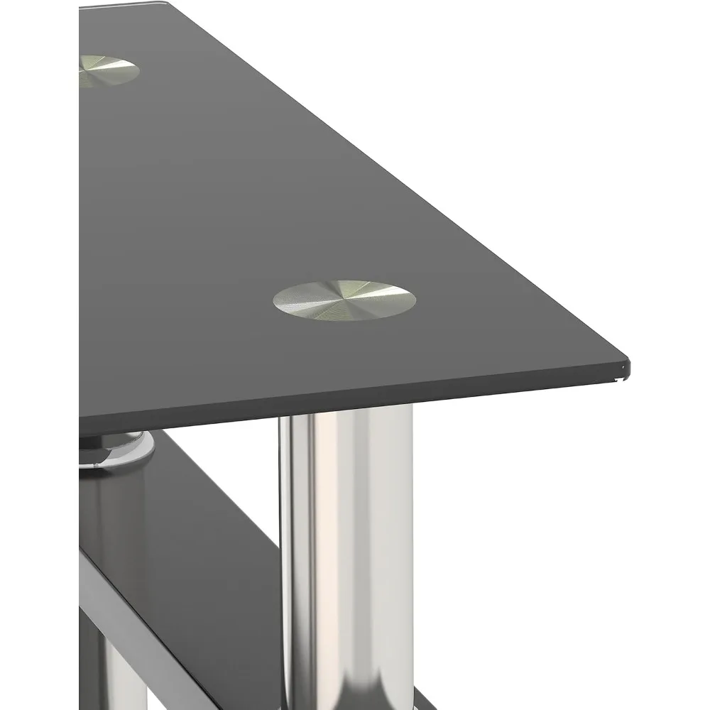 Set tavolo da soggiorno in vetro da 3 pezzi con piano in vetro temperato e cornici in metallo