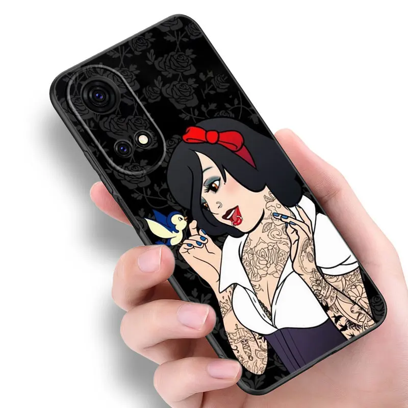 Tattoo Princess Black Phone Case For Honor 70 90 200 Magic 4 5 6 Lite X5 X6A Plus X6 X6S X7A X7B X8 X8A X8B X9 4G X9A X9B 5G