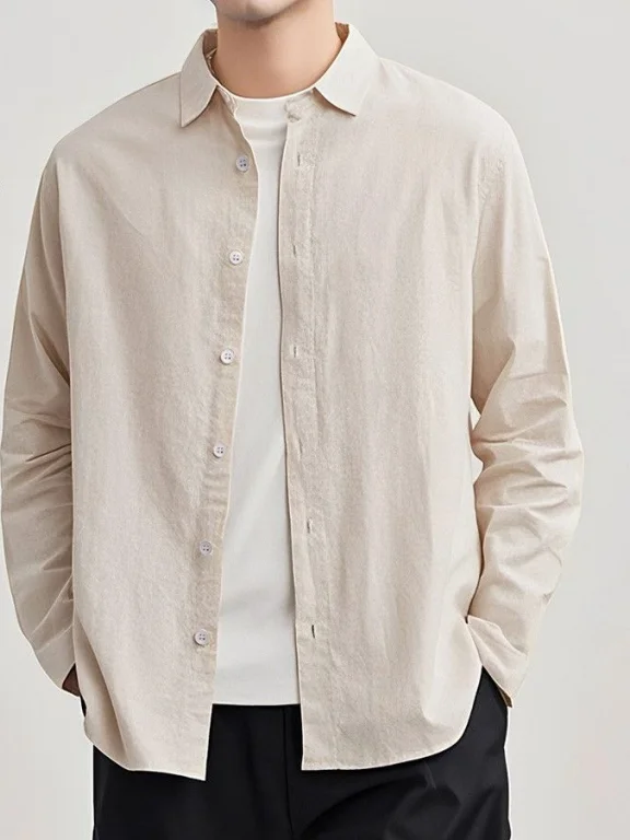 

Men's Spring Summer Lightweight Casual Linen irt Breathable Color Versatile Cotton Linen Sle Loose Fit M Top