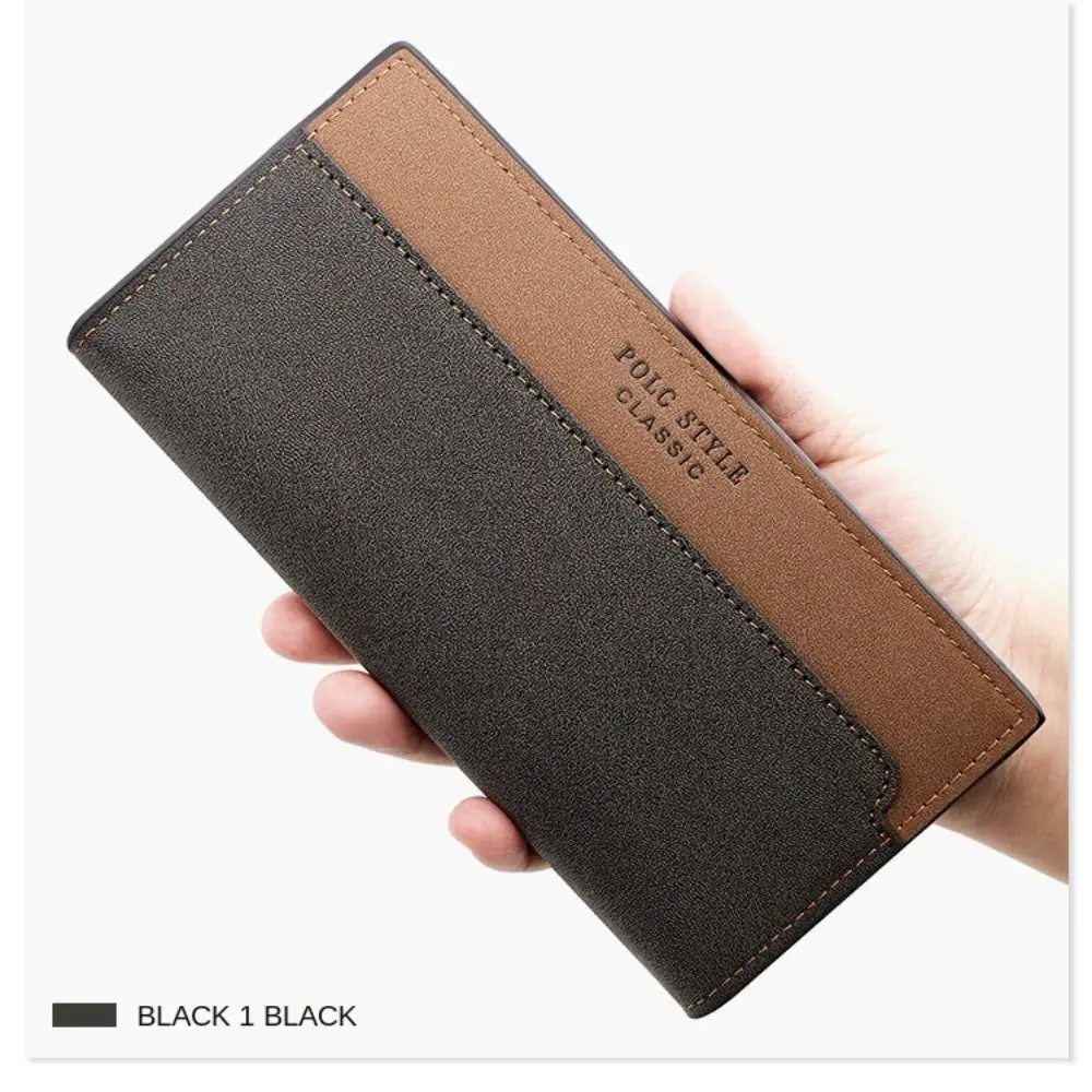 Fashion Color Contrast Men's Long Wallet Leisure Contracted Men Coin Pocket Delicate Comfortable Three Fold Wallet Male