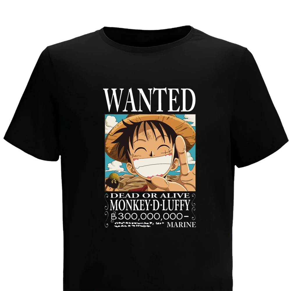 T Shirt Man Monkey Luffy Unique One Piece Anime Summer Casual Printing Short Comfortable O-neck