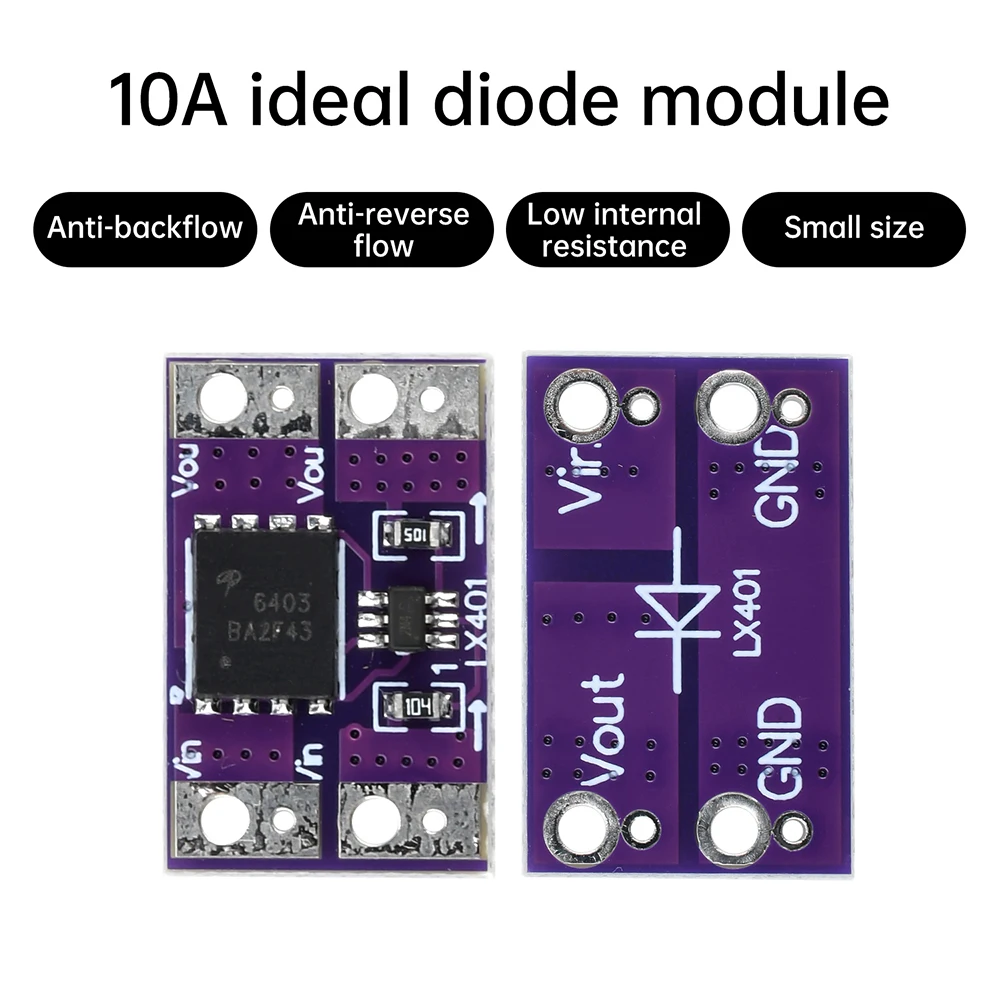10A Ideal Diode Module LM74700 Ideal Diode Rectifier Anti-Backflooding Anti-Reverse Diode  Battery Protection Board DC 3V-26V