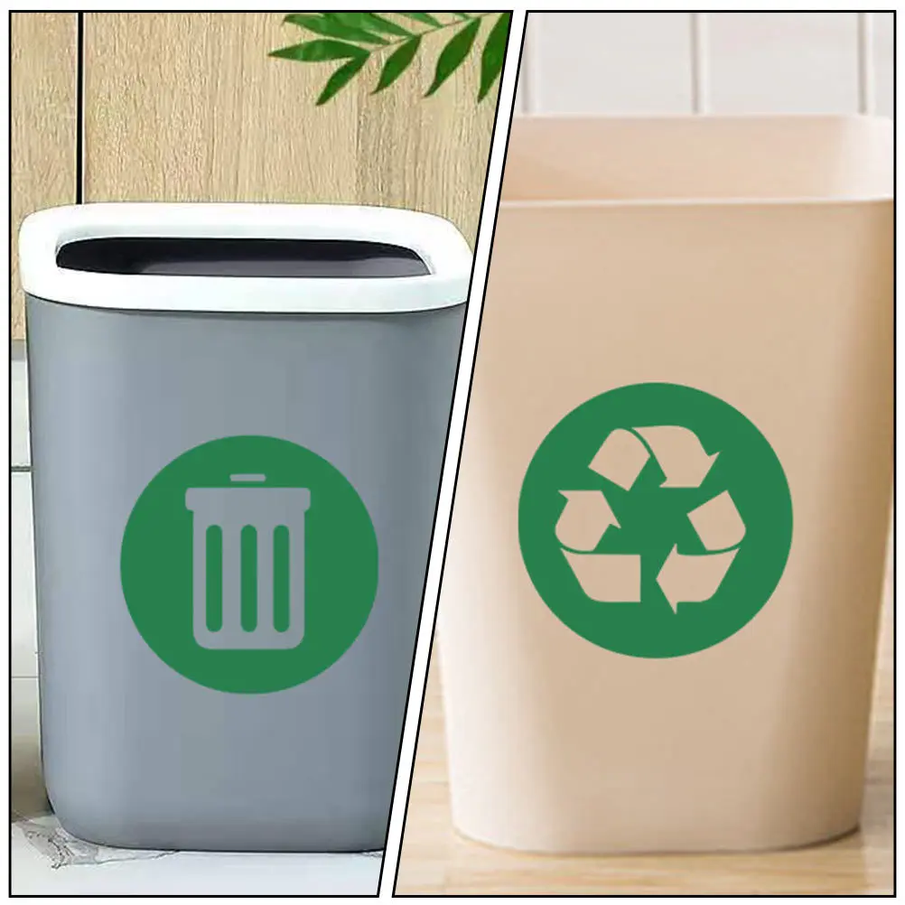 2Pcs Eco Friendly Wall Sticker Self Adhesive Trash Can Label for Waste Container Stickers Recycling Decals Organization