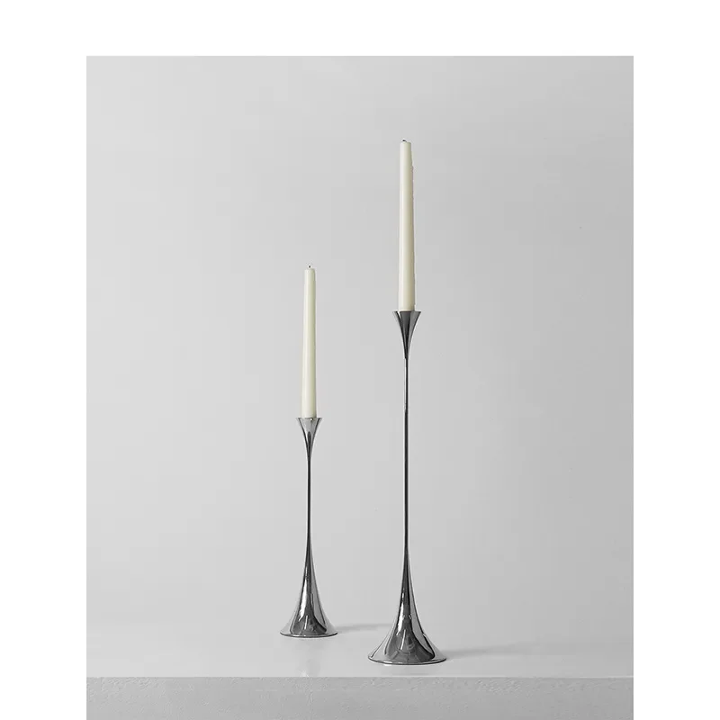 Modern Silver Metal Candle Holder Luxury Home Decor Living Room Centerpiece Elegant Table Ornament for Wedding Dinner Party