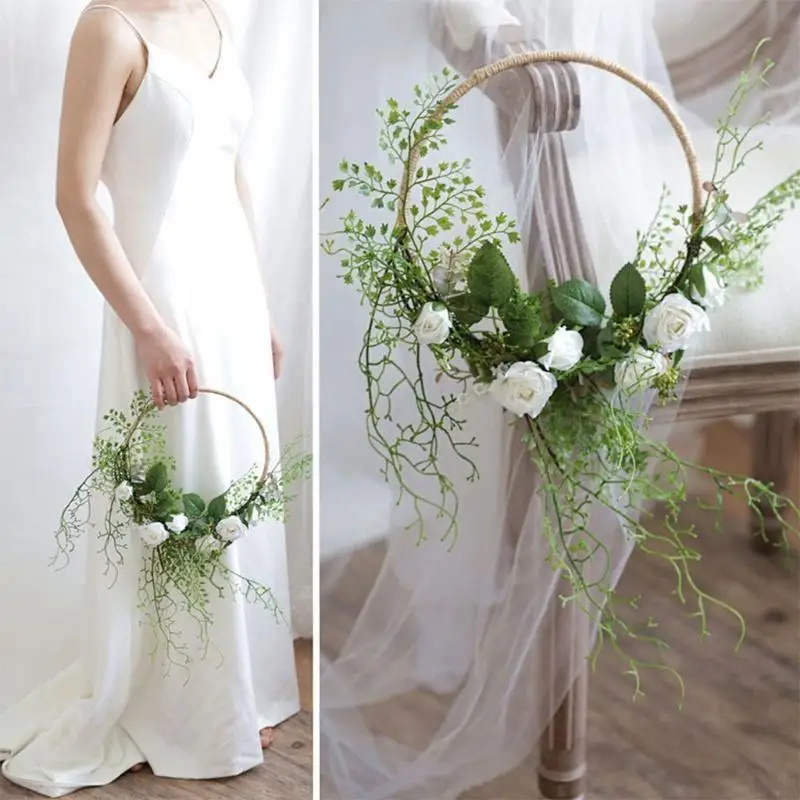 L43A 10/15/18/20cm Macrame Bamboo Hoop Craft Dream Catcher Ring Circle for DIY Wedding Wreath Decoration Dreamcatcher Materia