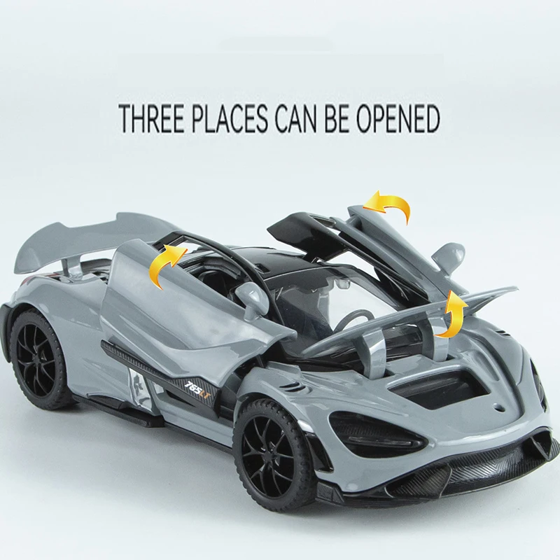 1:32 Mcleren 765lt Simulation Car Model Metal Diecasts & Toy Vehicles Alloy Decoration Sound Light Metal Man Kids Gift Boy Toy