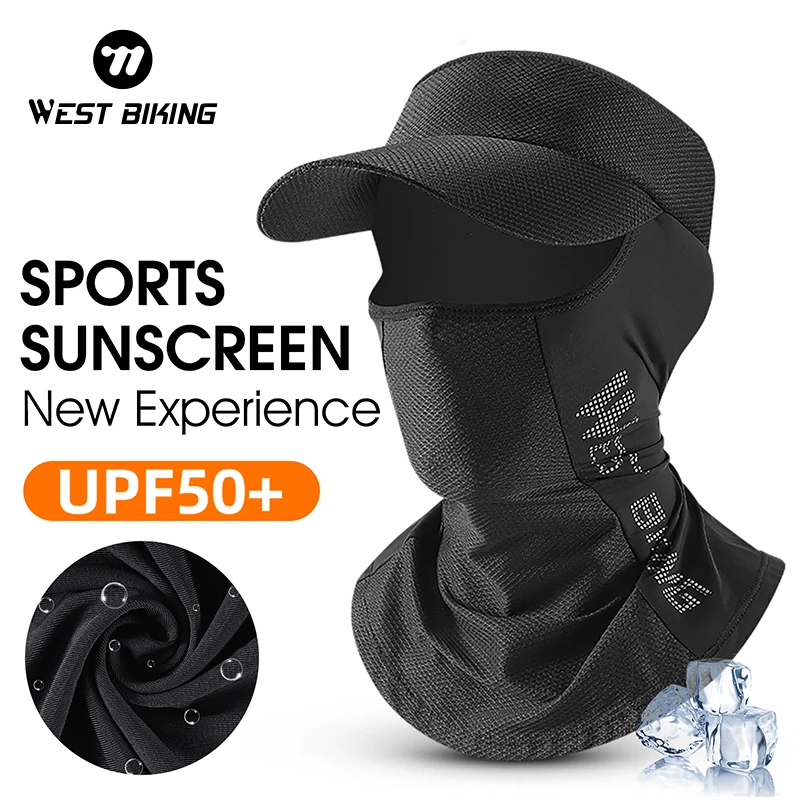 WEST BIKING Summer Cycling Cap Anti-UV Full Face Cover Breathable Sport MTB Bike Motorcycle Balaclava Sun Hat Cooling Sport Gear