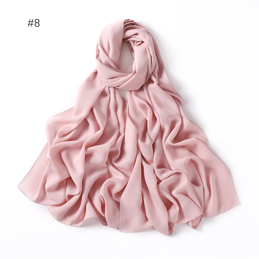 High Quality Soft Chiffon Muslim Hijab Long Shawls Scarf Women Solid Color Head Wraps Ladies Hijabs Big Size Scarves