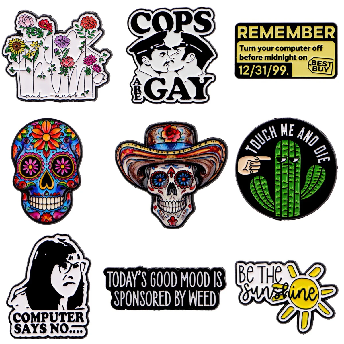 المكسيكي الجمجمة المينا دبوس نبات الصبار بروش ل معطف المرأة دبابيس موضة التلبيب شارات مجوهرات هدية للأصدقاء #1