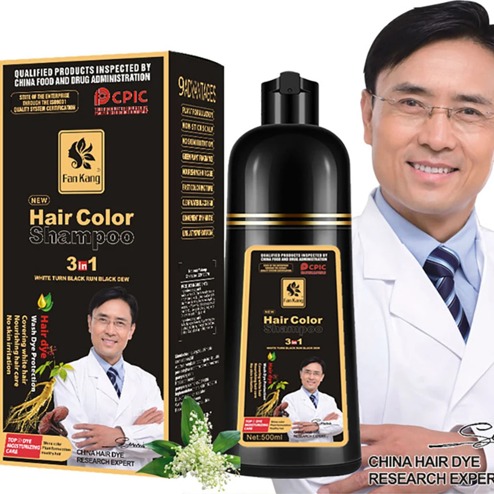 

Instant Coloring Shampoo 3 In 1 Natural Black Color for Men Women Hair Dye Herbal Brown Hair Dye Hair Dye Shampoo