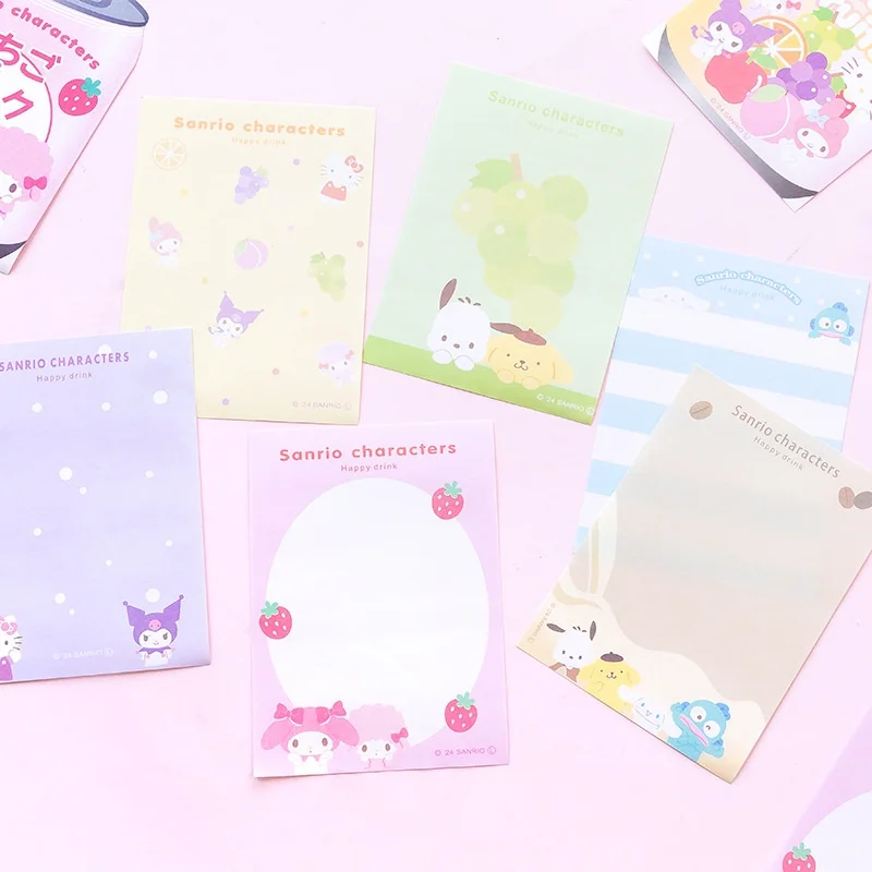 12pcs/lot Sanrio Melody Kuromi Hangyodon Memo Pad Cute Sticky Notes Stationery Label Notepad Planner Sticker Post School Supply