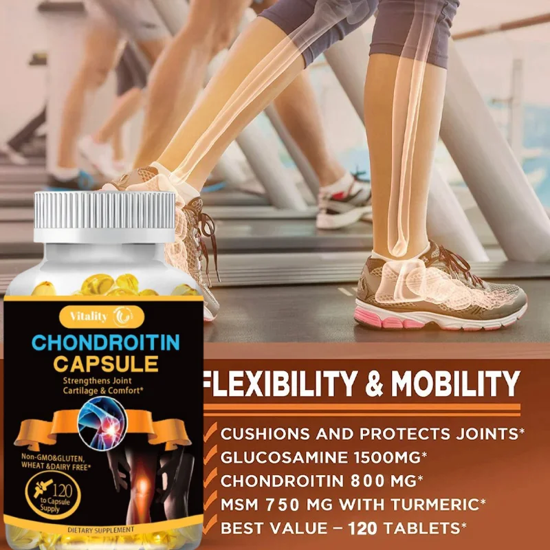 Vitality Chondroitin Glucosamine Capsules Turmeric Tablet for Knee, Joint Health, Bone Quickly Nutrition Supplement