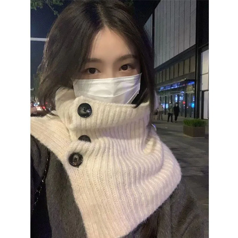 

Neck Cover Fake Collar ins Scarf Solid Color Women's Cute Winter Warm Wool bib Shawl Windproof Accessories