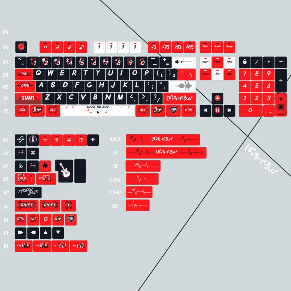 PBT 142 Keys Lonely Rock Keycap Cherry Profile 5 Side DYE Subbed 1.5mm Thick ISO Enter Full Sets For Mechanical Optical Keyboard