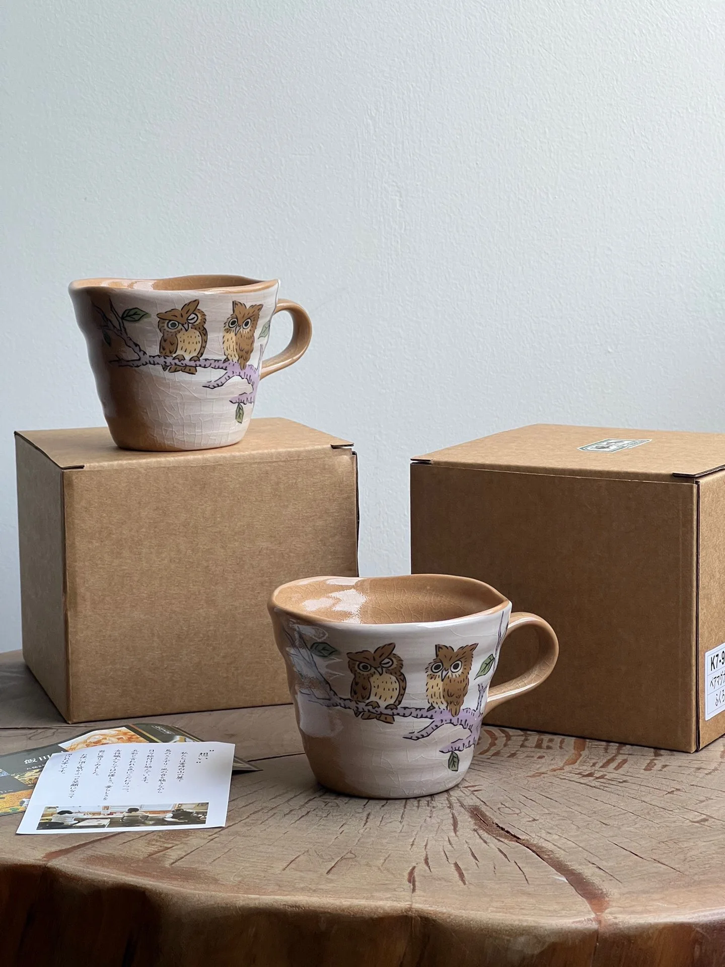 

Ceramic Japanese handmade owl teacup mug water cup gift box gifts