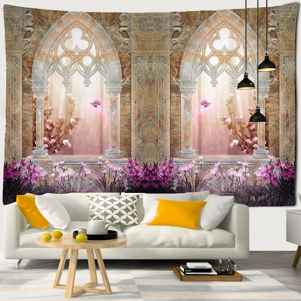 

European style arch Landscape Wall Tapestry psychedelic scene Art Cloth Tapestries Wall Hanging Room Bedroom Decor Wall Carpet