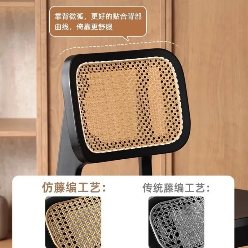 Medieval rattan dining chair home minimalist tea table backrest chair French retro designer