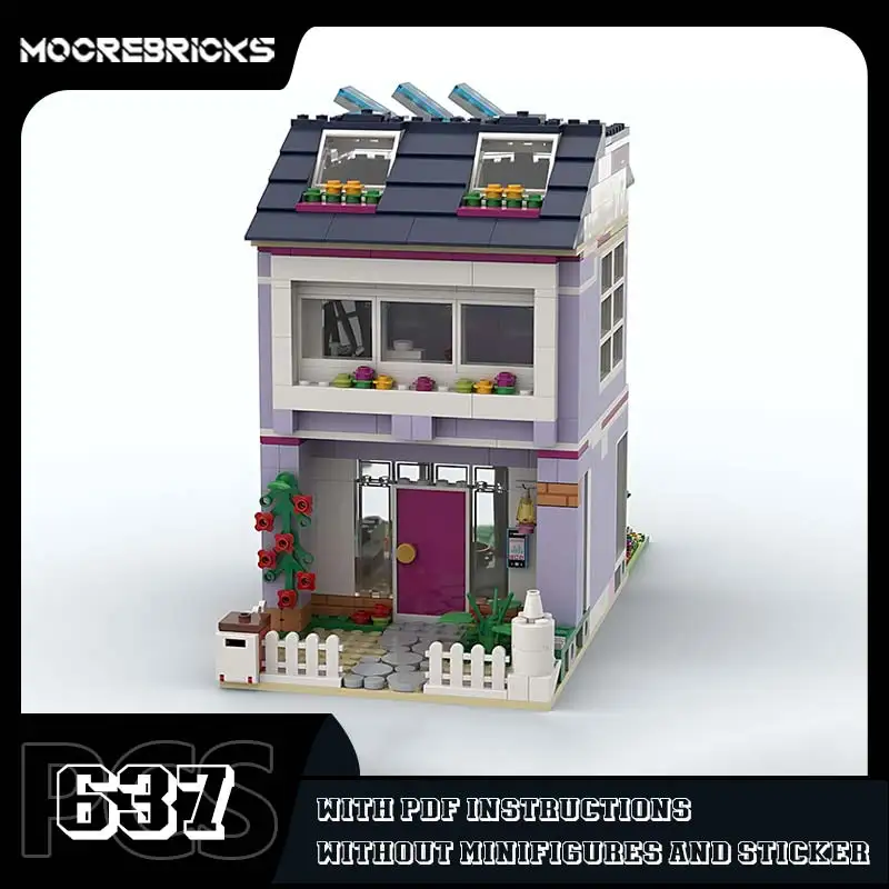 High-tech Bricks Modular House Building Block Bricks DIY Purple Architecture Model Desktop Display Toy Children's Christmas Gift