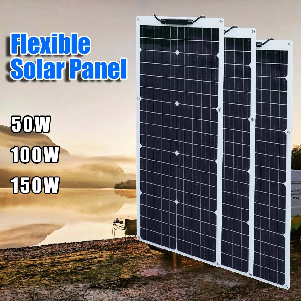 Image of 50W 100W 150W Solarpanel Flexibles Photovoltaikpanel Solarladegerät, für Camping, Touristenwohnwagen, Wohnmobile, Versand aus der EU