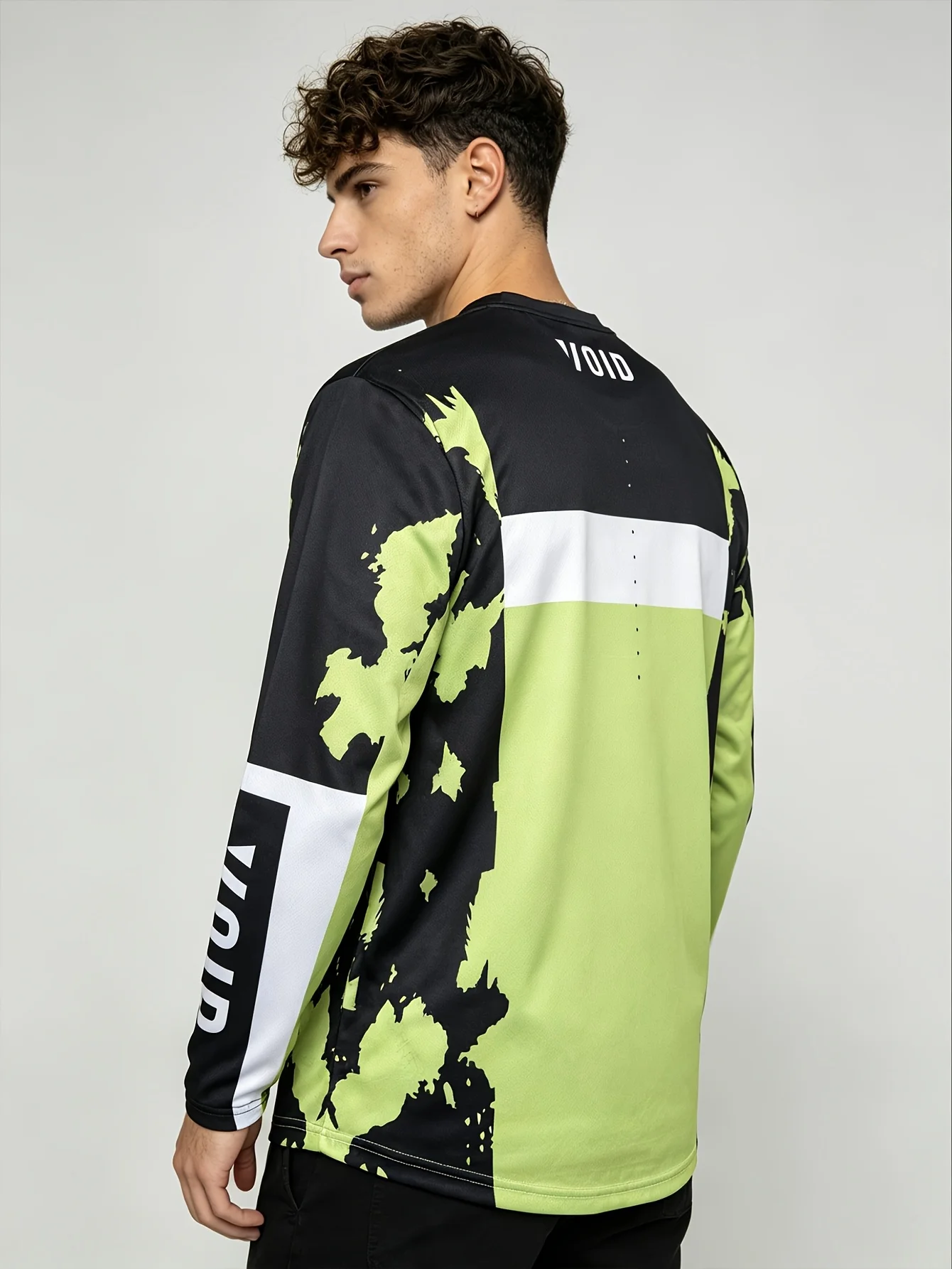 Family Matching Long Sleeve MTB Cycling Jersey, Neon Camo Motocross MX Top, Breathable Off-Road Racing Riding Shirt, Outdoor