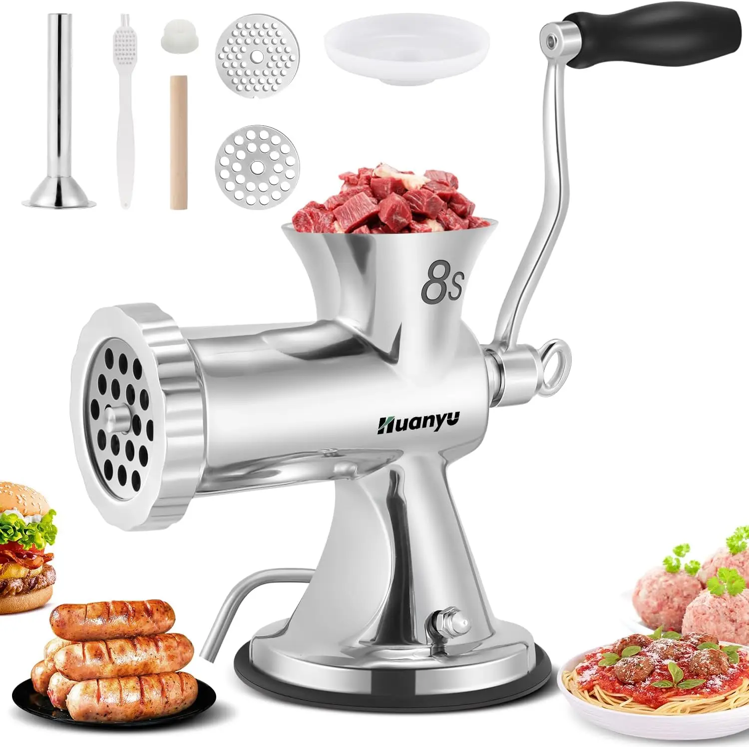 

Manual Meat Grinder Sausage Filler Hand Crank Mincer Stainless Steel Meat