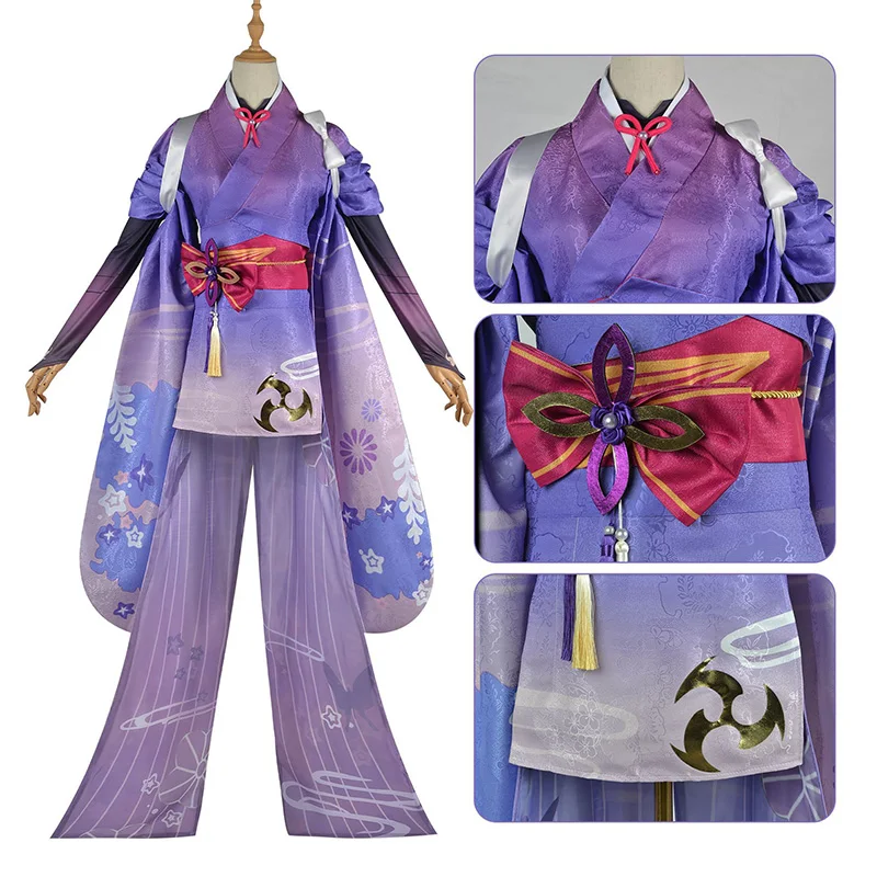 In Stock Raiden Ei Raiden Makoto Cosplay Costume Genshin Impact Elegant Gradient Purple loose Female kimono H
