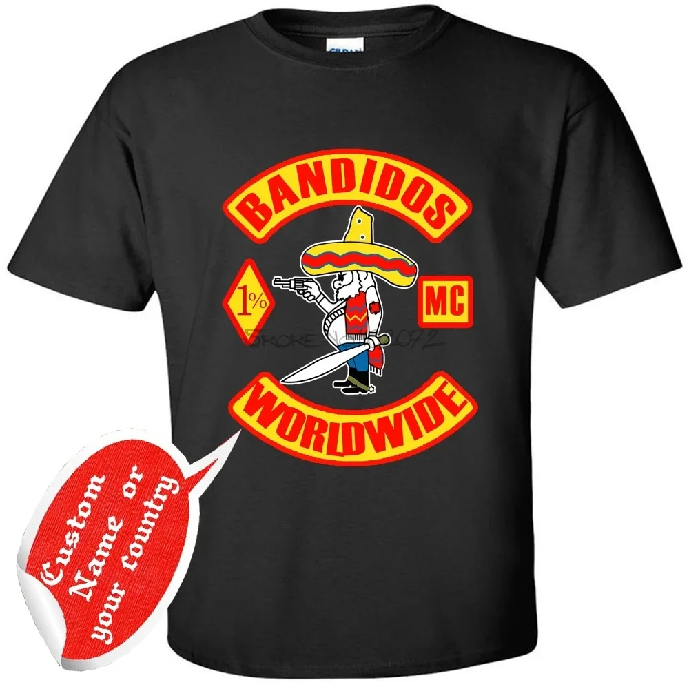 2024 Bandidos Motorcycle Club Men O-NECK T Shirt Cotton T-shirt Men Black Tshirt Summer Fashion Euro Size Top Tees Sbz5356