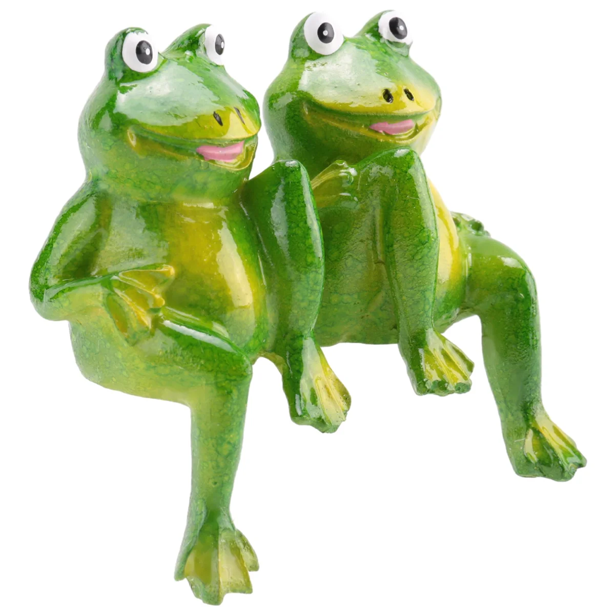 2Pcs/Set Cute Resin Sitting Frogs Statue Outdoor Garden Store Decorative Frog Sculpture for Home Desk Garden Decor Ornament S2