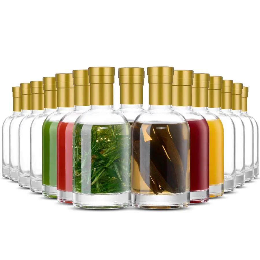 

20 упаковок стеклянных бутылок с крышками, 3 унции, герметичные, герметичные, толстое основание, 100 мл, стеклянные бутылки с пробкой для горячего соуса, вина, Kombucha, мяса