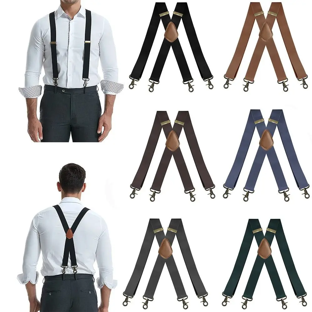 Tirantes ajustables Vintage x-black, tirantes elásticos de 3,5 cm de ancho, 4 Clips de gancho de bronce para fiesta de boda