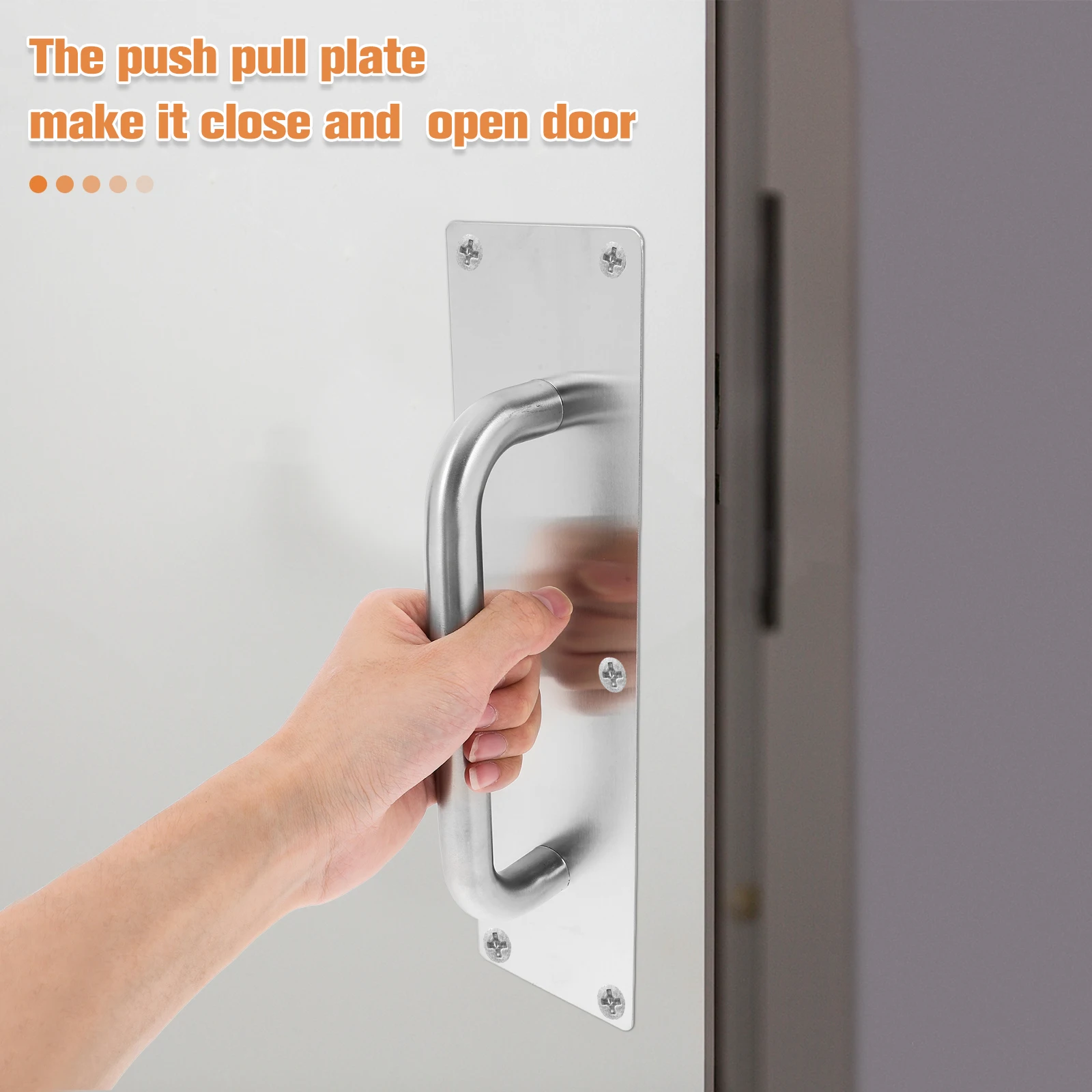 

Stainless Steel Door Handle Push Pull Plate for Fireproof Theft Resistant Doors Durable Office Use Size L