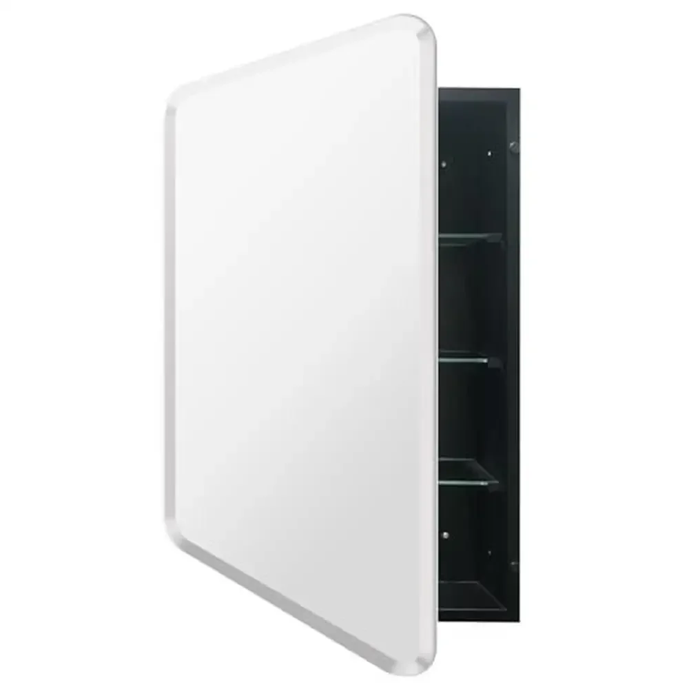 22x30 Beveled Black Medicine Cabinet with Mirror Metal Frame Concealed Storage Eco-Friendly HD Mirror Fully Assembled Bathroom