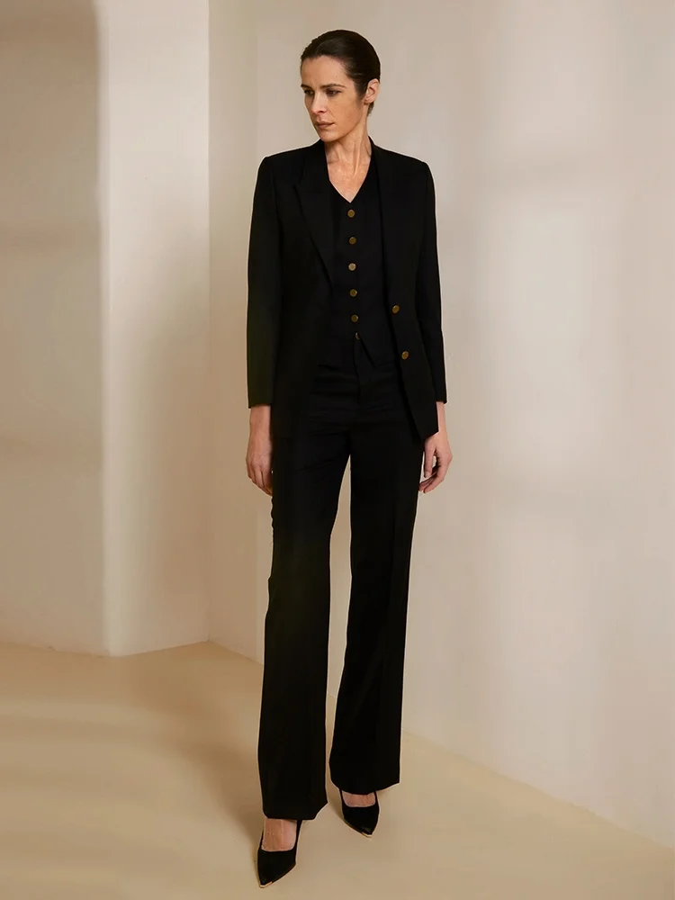 

VER TOW adow Bla Шерстяной костюм на одной пуговице Slim Fit Commute Sle Long Sve Regular Length Pure Color Busin Wear