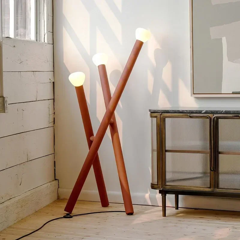 Novelty Parc Floor Lamp Creative Orange Tripod Standing Lamp Artistic Room Decoration Living Room Simple Lounge Designer