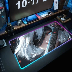 Nier Automata 2b 마우스 패드 XXL RGB 게임 발광 마우스 패드 HD 게이머 대형 LED 라이트 데스크 매트 PC 카펫 백라이트 900x400