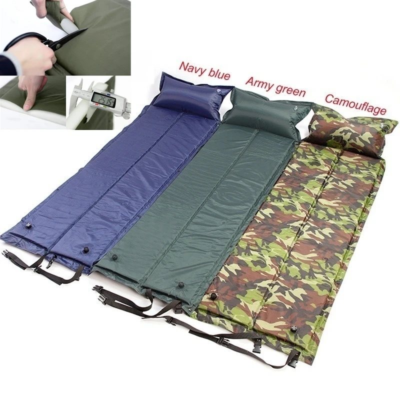 Ultra light Folding Camping Mat Automatic Air Mattress Camping Bed Picnic Mat Self-Inflating Inflatable Sleeping Pad with Pillow