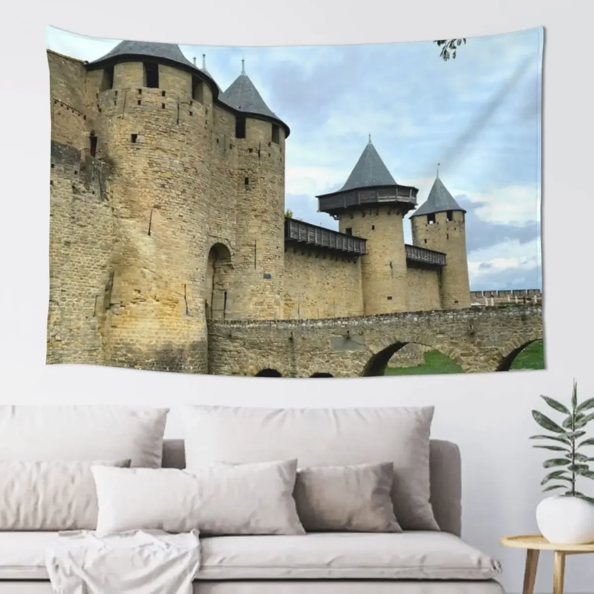 Tours and entry into the City of Carcassonne Tapestry Tapete For The Wall Korean Room Decor Tapestry