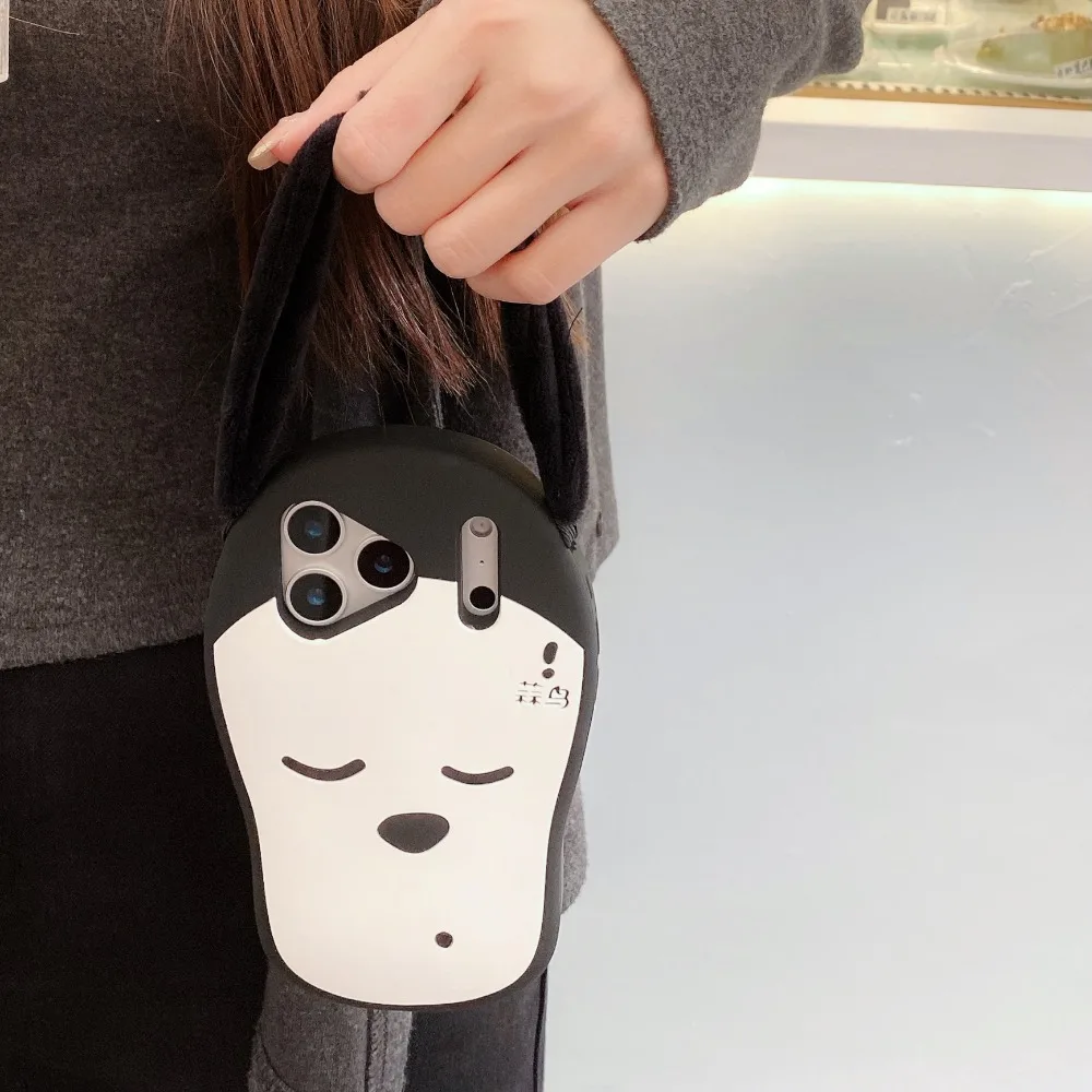 Adorable Dog Phone Case with Hand Strap for iPhone 13 14 15 16 17 Pro Max Plus, Cute Animal Design