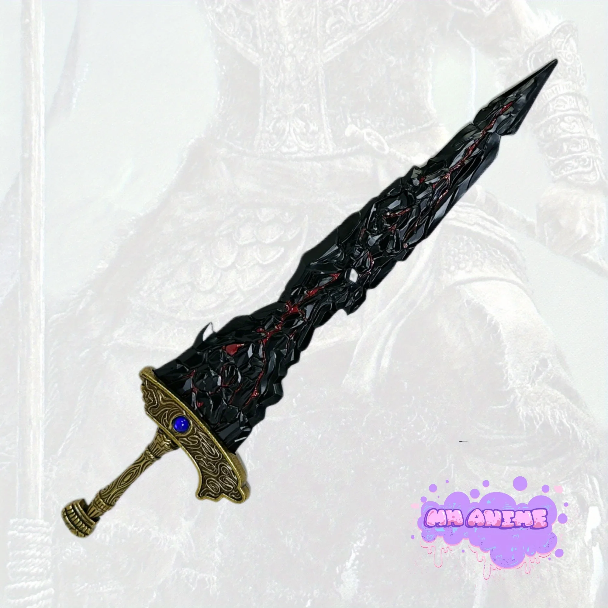 Espada katana de metal com lâmina preta de elden maliketh, 11 polegadas, sabre japonês katana, faca ninja original, acessórios de cosplay, brinquedo adereço