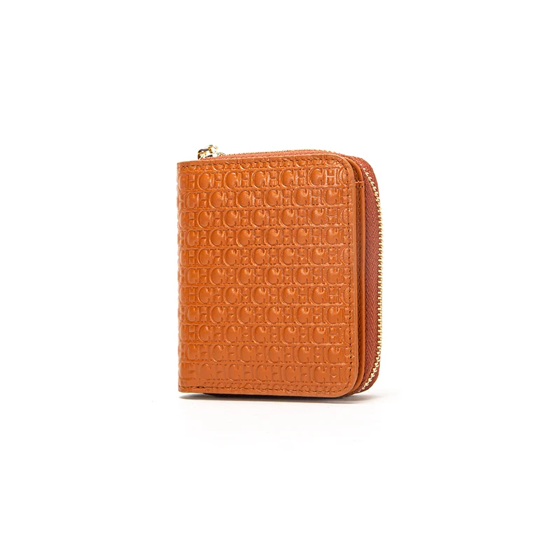 CHCH solid color monogram print classic style wallet simple, portable and compact interior compartment pocket design