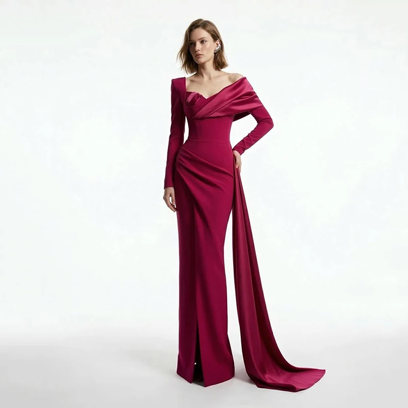 

Thinyfull 2026 Maxi Mermaid Prom Dresses Long Sleeve Floor Length Evening Dress Women Night Cocktail Party Prom Gowns Customized
