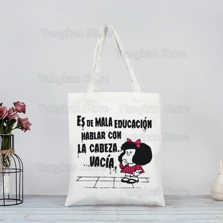 

Mafalda Shopping Bag Graphic Tote Harajuku Women Canvas Shoulder Bag Female Ulzzang Eco Large-Capacity