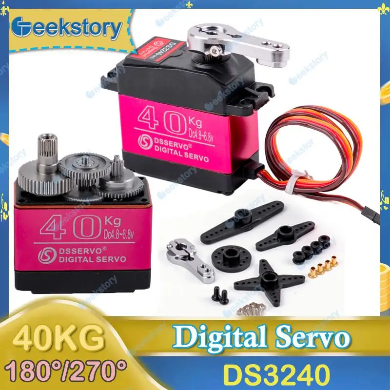 

40KG Digital DS3240 Servo Motor 180/270 Rotation High Torque Metal Gear Servos DIY Parts For 1/8 1/10 1/12 Scale RC Car Model